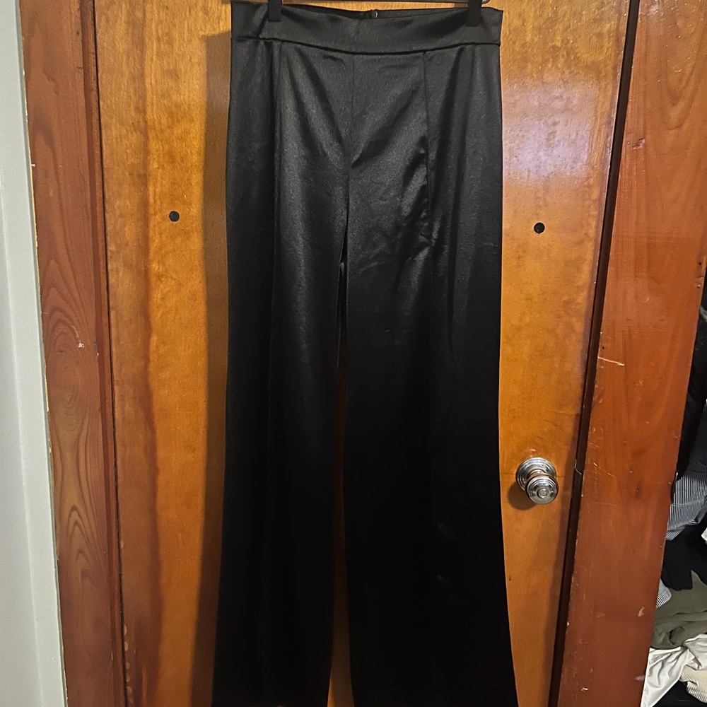 Fashion Nova Black Silk Pants Wide Leg